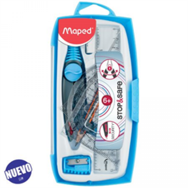 JUEGO DE GEOMETRIA MAPED STOP & SAFE 8 PIEZAS 