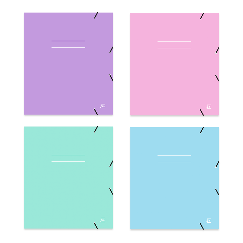 CARPETA DE CARTON CON ELASTICO PASTEL 