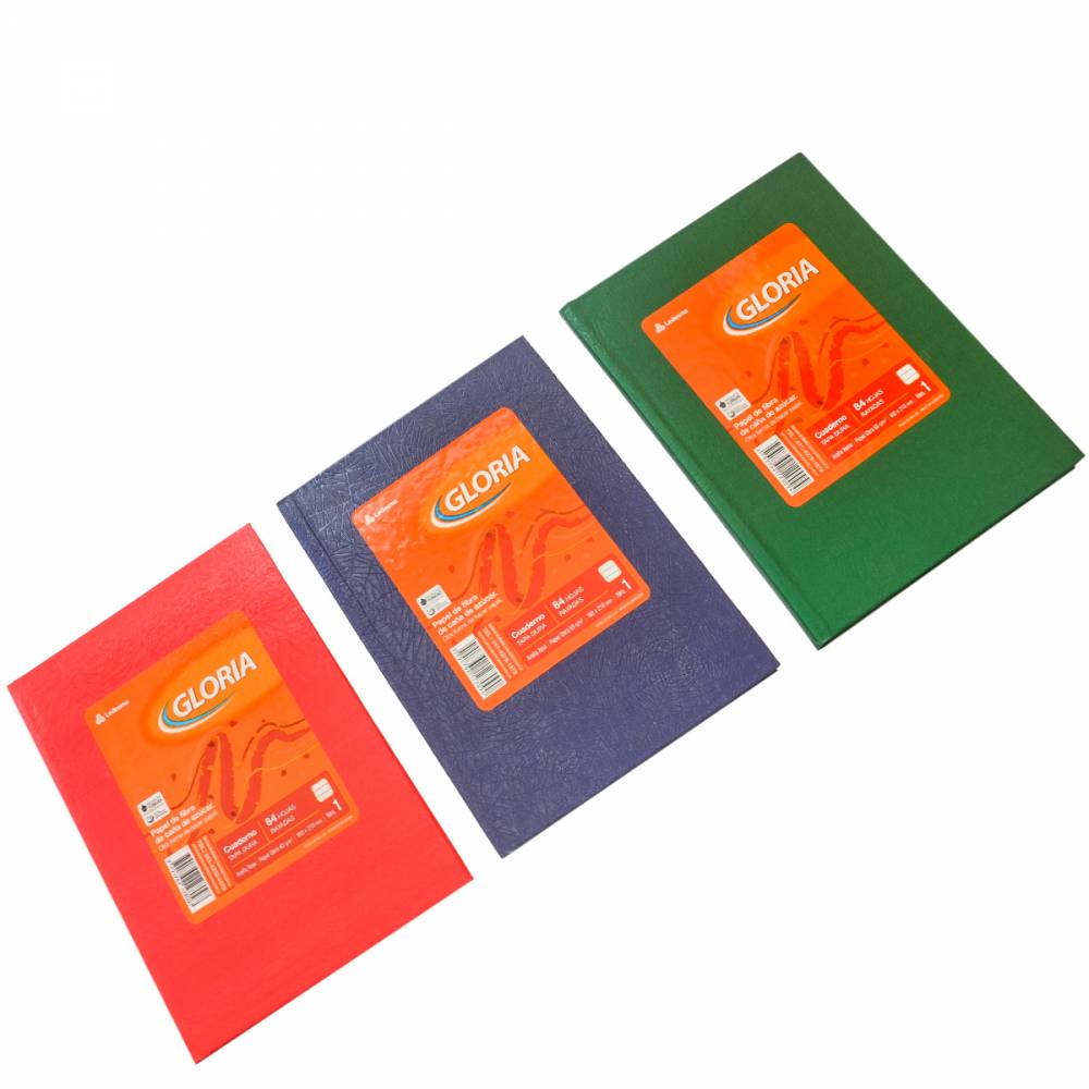 CUADERNO RAYADO GLORIA TAPA DURA VERDE 84 HOJAS 