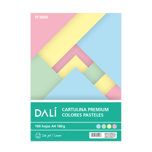 CARTULINA COLOR PASTEL A4 X 100 U 