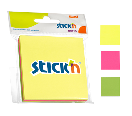 BLOCK STICK NOTES 76 X 76 MM X 50 H X 3 COLORES 