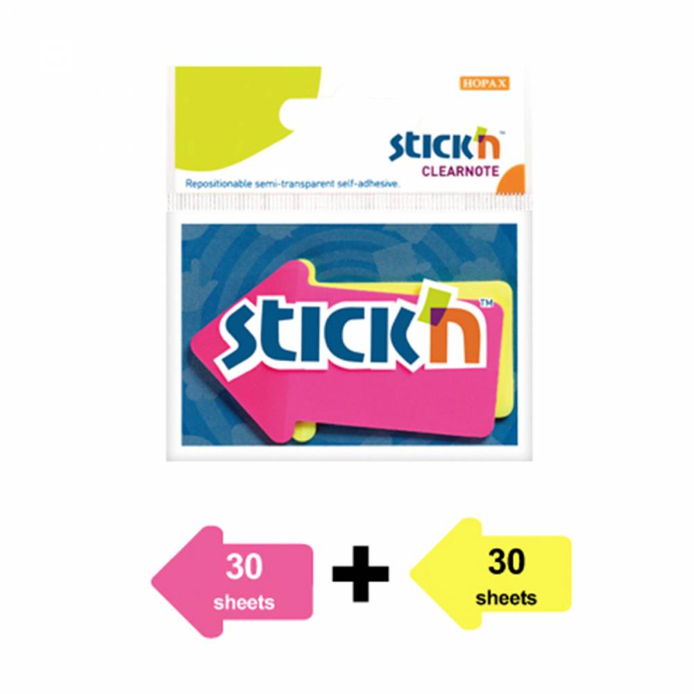 BLOCK STICK TRANSPARENTE DE FLECHA AMARILLO Y ROSA