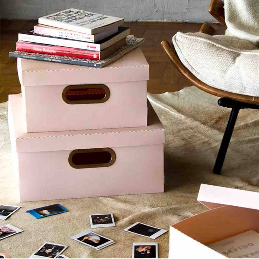 CAJA ORGANIZADORA DELLO LINO 29 X 29 X 15  ROSA CLARO 