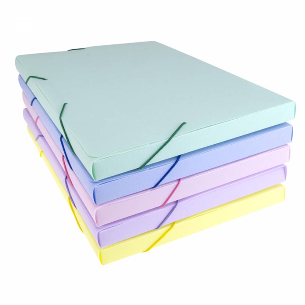 CARPETA CON ELASTICO DELLO LOMO 3 CM OFICIO COLOR PASTEL 