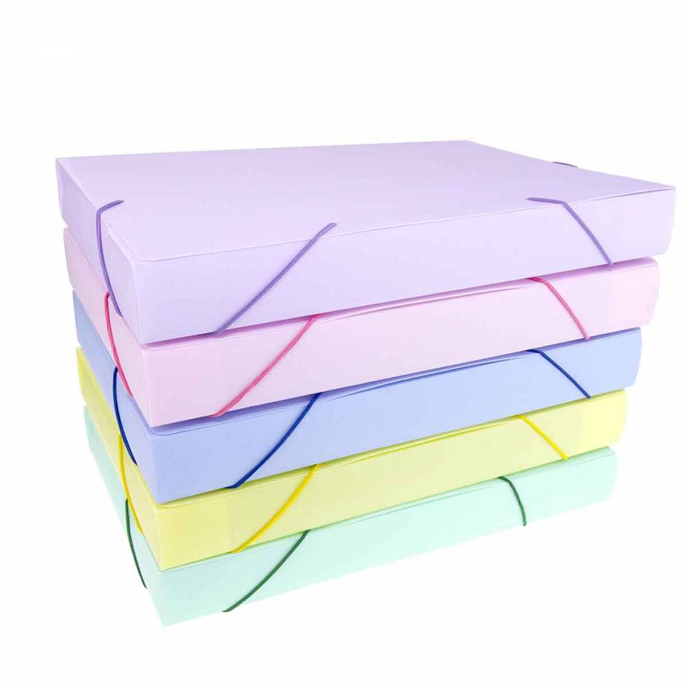 CARPETA CON ELASTICO DELLO LOMO 4 CM OFICIO PASTEL 