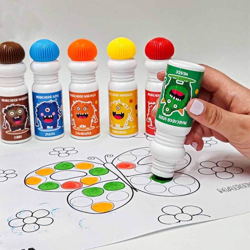 MARCADORES SUPER PUNTOS X 6 + 5 STENCIL +1 LIBRO