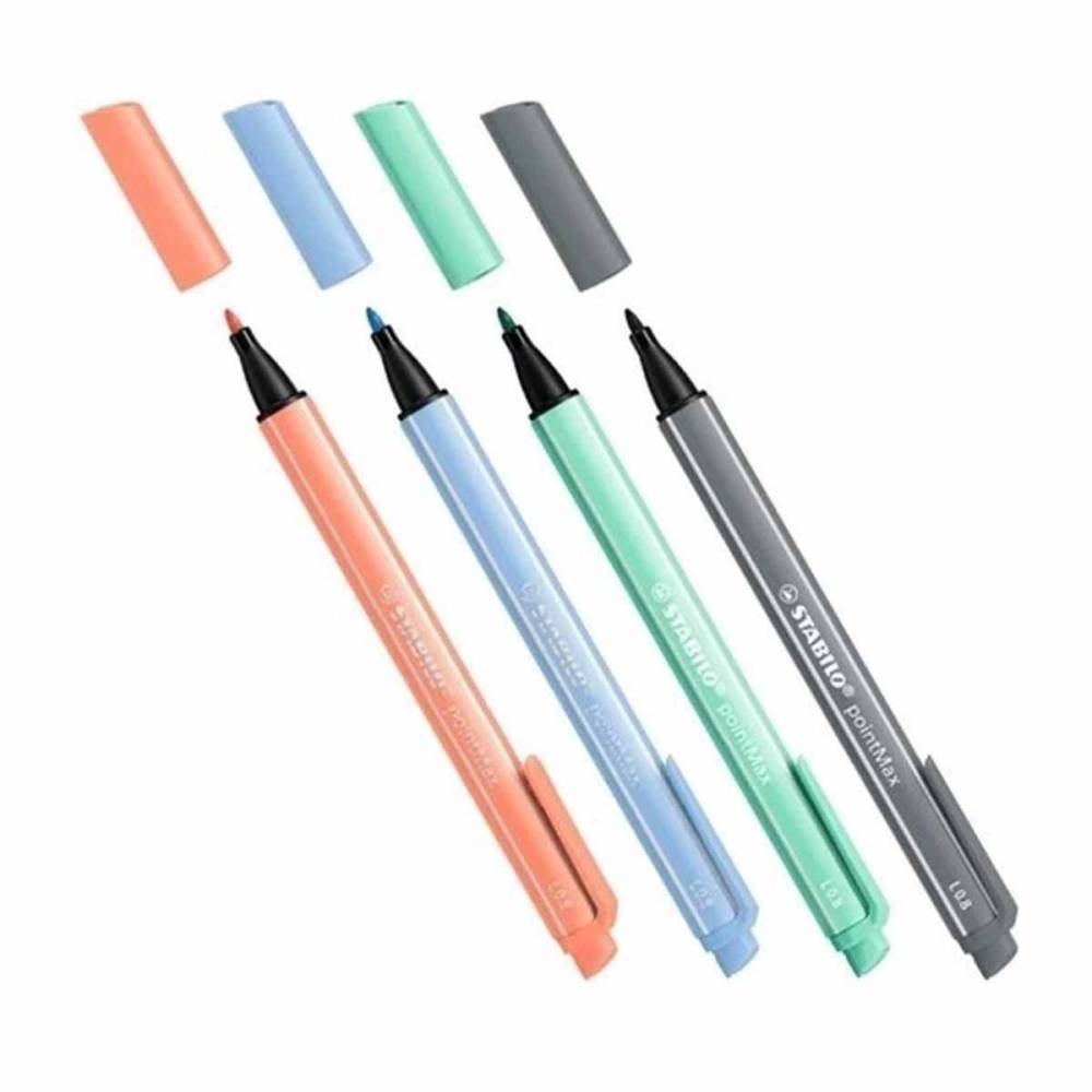 MARCADOR STABILO POINT MAX PASTEL X 4 COLORES 