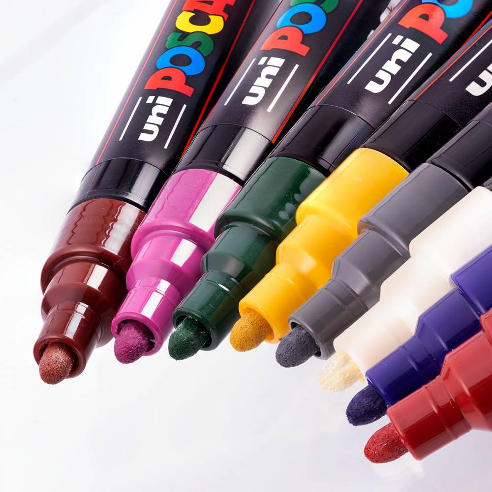 MARCADOR UNI POSCA 2.5 MM COLORES OSCUROS X 8 U 
