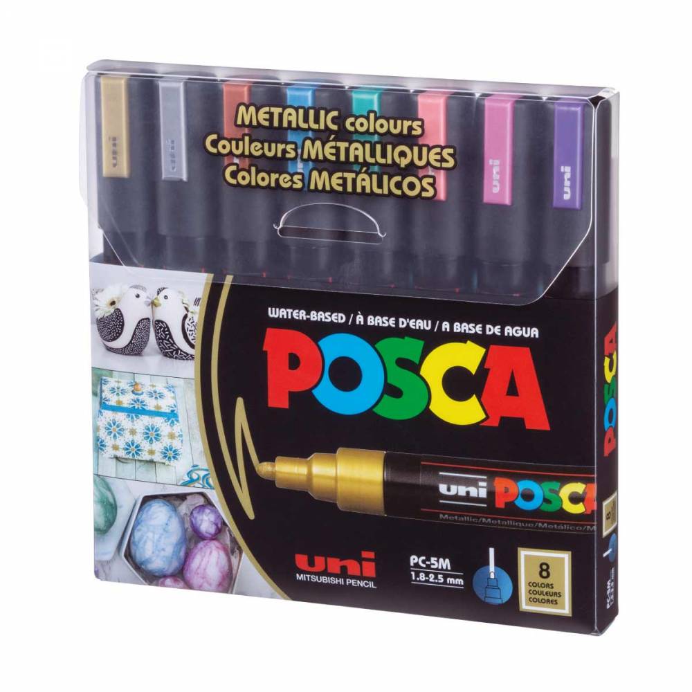MARCADOR UNI POSCA 2.5 MM X 8 U COLORES METALIZADOS 
