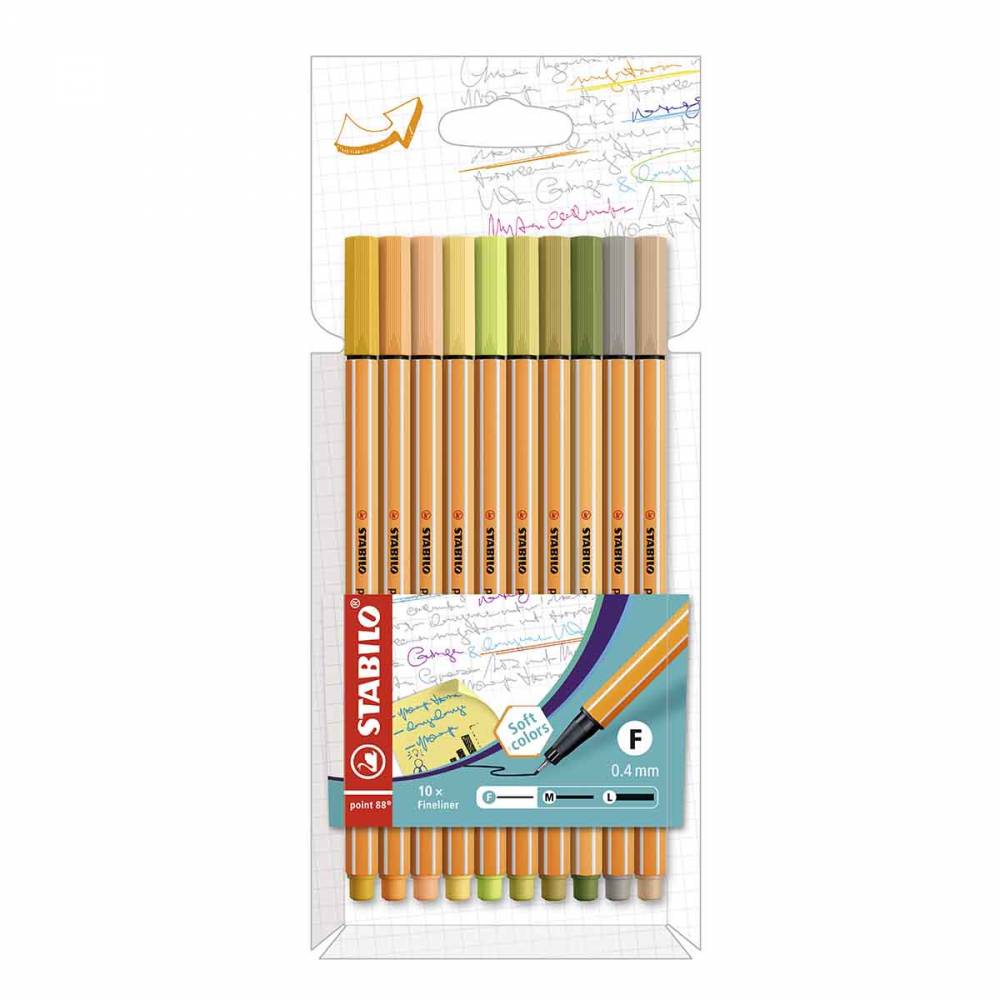 MARCADOR STABILO POINT 88 PACK CART�N X10 COLORES