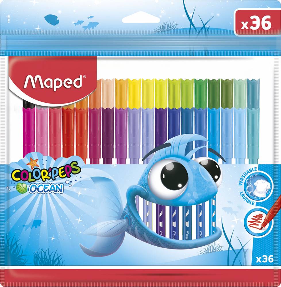 MARCADORES MAPED OCEAN X  36 COLORES FINOS 