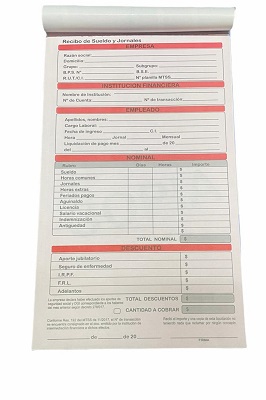 RECIBOS DE SUELDOS Y JORNALES 140 X 220 MM 35 H 