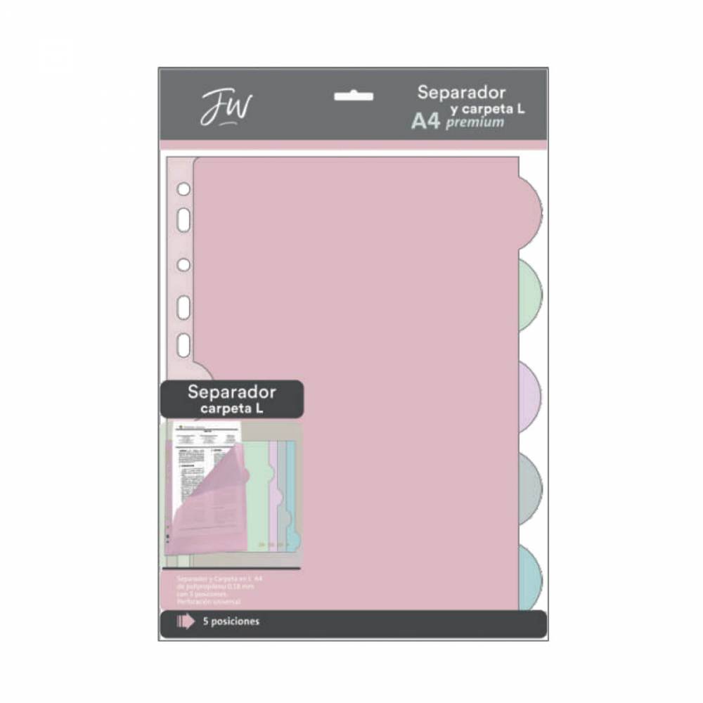 SEPARADOR EN A4 FW X 5 COLORES PASTEL 
