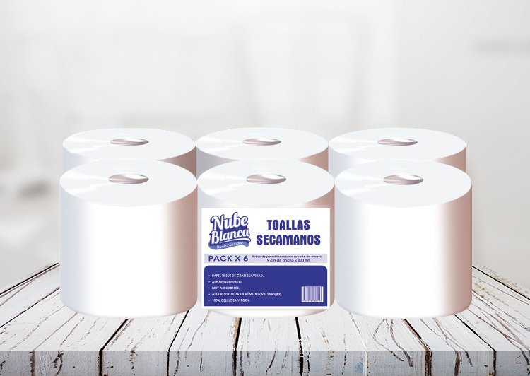 TOALLA NUBE BLANCA PACK X 6 U 180 MTS    