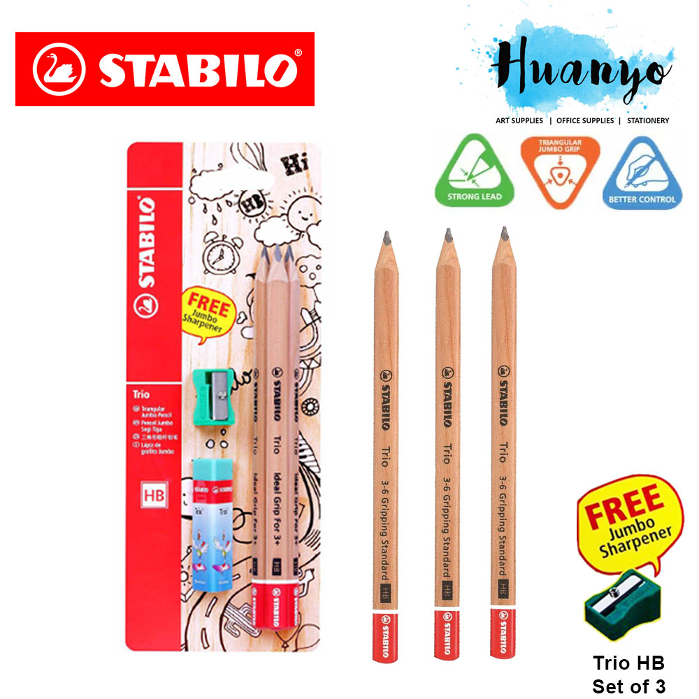 SET 3 L�PICES STABILO TRIO HB + GOMA + SACAPUNTAS