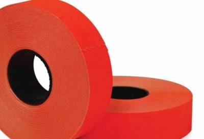 ROLLO PARA ETIQUETADORA ROJO FLUO PACK X 10 U 