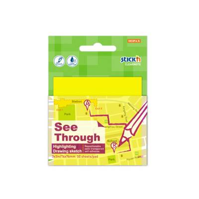 BLOCK DE NOTAS ADHESIVAS TRANSPARENTES LIMON 