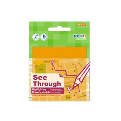 BLOCK STICK DE NOTAS ADHESIVAS TRANSPARENTES NARANJA 