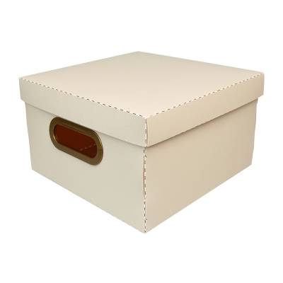 CAJA ORGANIZADORA 25X25X15 CM LINO ROSADO CLARO