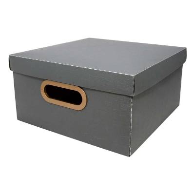CAJA ORGANIZADORA 29X29X15 CM LINO GRAFITO OSCURO