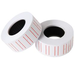 ROLLOS PARA ETIQUETADORA BLANCO CON BANDA ROJA TEORIA