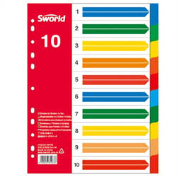 SEPARADORES PL�STICOS A4 10 COLORES 