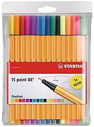 MARCADORES STABILO POINT 88 SET DE 15 COLORES